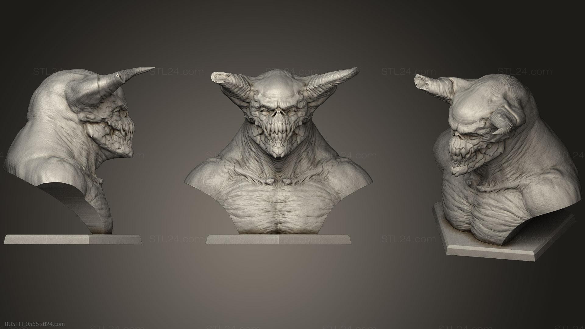 Бюсты монстры и герои (Бюст демона, BUSTH_0555) 3D модель для ЧПУ станка
